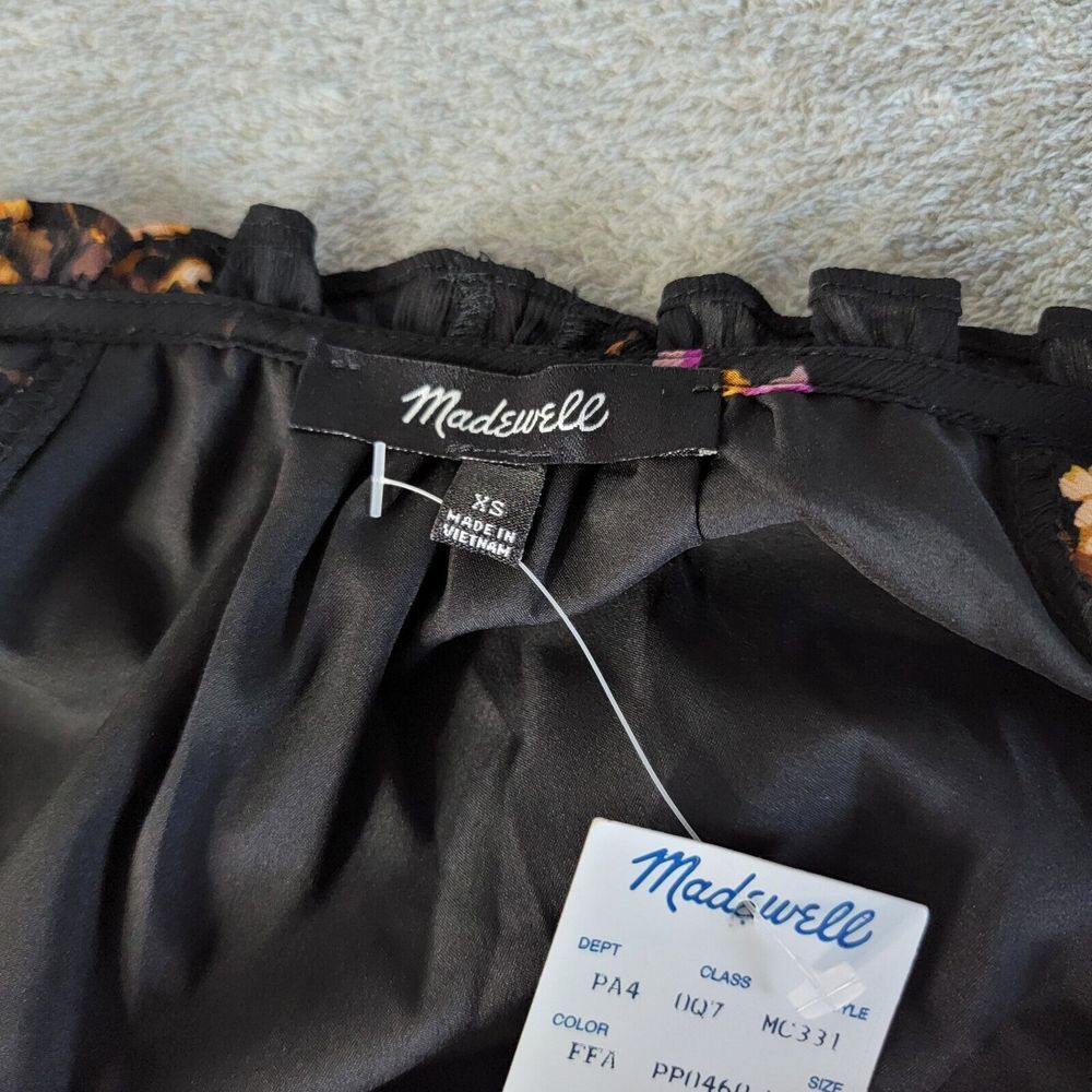 Madewell Black Floral V-Neck Dolman Sleeve Lined Midi Dress Size‎ XS - Picture 4 of 8